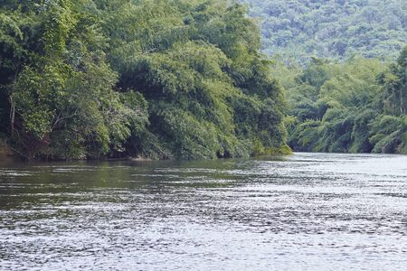 Beautiful landscape river Kwai Yai with mountain Sam Yok Yai national park on the Kwai river,...