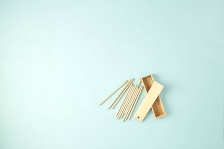 Back to school concept, School and office supplies on pastel pale blue background. Office desk with...