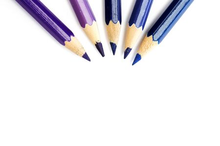 Closeup color pencils isolated on white background. Education, Back to school Concept.の写真素材