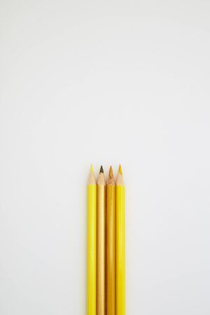 Back to school. Close up Yellow Color pencils isolated on white background. copy space for textの写真素材