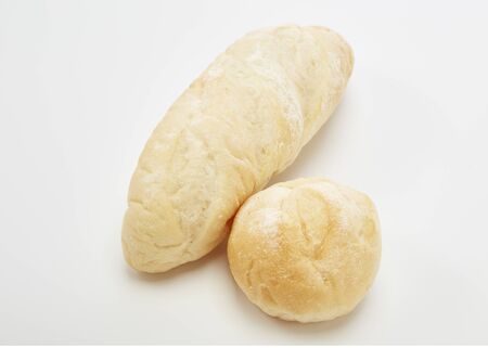 Traditional homemade french bread on a white background