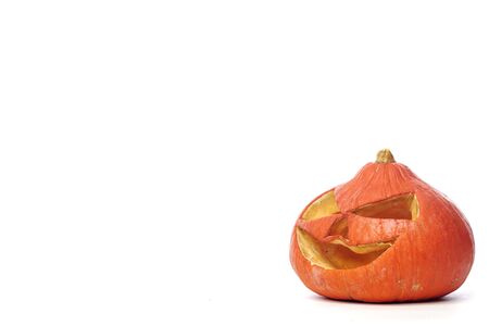 Halloween Pumpkin isolated on white background, copy space for textの写真素材
