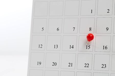 Tax payment day April 15 2020 marked a calendar on white background, copy space for textの写真素材