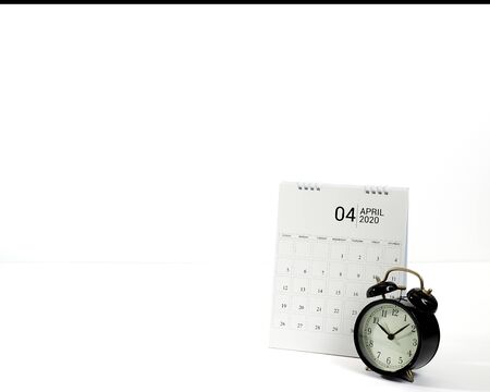 Tax payment day April 15 2020 marked a calendar on white background, copy space for textの写真素材