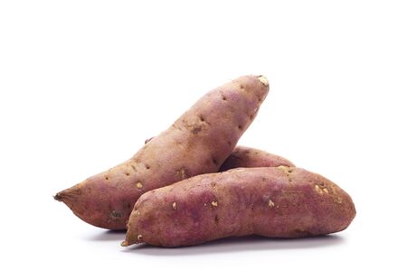Purple japanese sweet potato isolated on white backgroundの写真素材