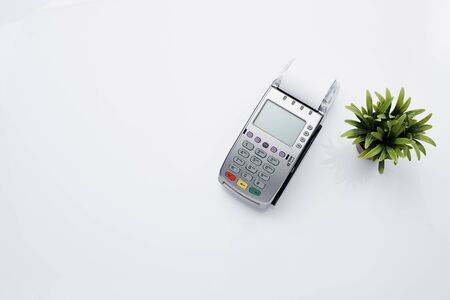 Credit card payment payment terminal for business online shopping concept on white background, Web design templateの写真素材