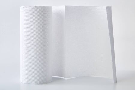 Toilet paper roll New Coronavirus on white background. Pandemic panic concept.