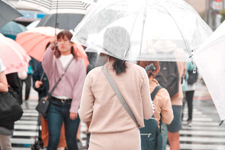 TOKYO JAPAN, Sep 21 ,2018, People holding umbrellas the street in the city, Tokyo in Japanのeditorial素材
