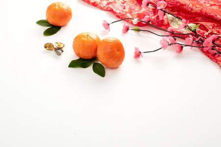 Chinese new year 2021 festival decoration tradition Happy Chinese new year or lunar new year background . Text space images. (with the character "fu" meaning fortune)の写真素材