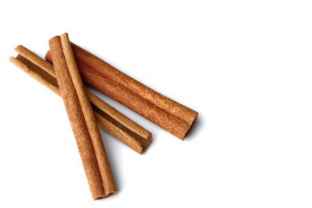 Fragrant Cinnamon sticks isolated on white backgroundの写真素材