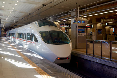 Shinjuku, Tokyo, Japan Jan 18 2019 Hakone railway limited express romance car