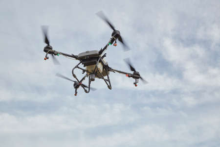 Agriculture drone fly to sprayed fertilizer using drone ai artificial intelligence, machine...