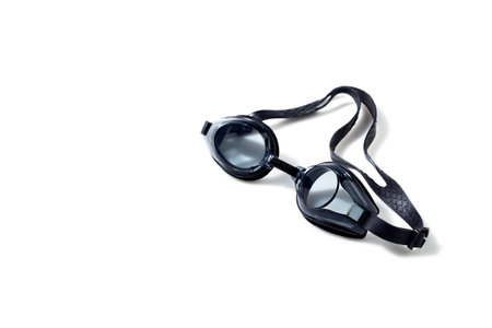 Black swimming glasses isolated on white backgroundの写真素材