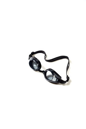 Black swimming glasses isolated on white backgroundの写真素材