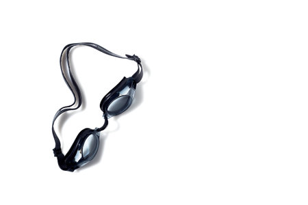 Black swimming glasses isolated on white backgroundの写真素材