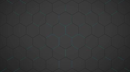 3D Rendering. Futuristic surface with emission blue of black hexagonal abstract background. A rough surface polygon pattern like honeycomb. Abstract background and technologyの写真素材