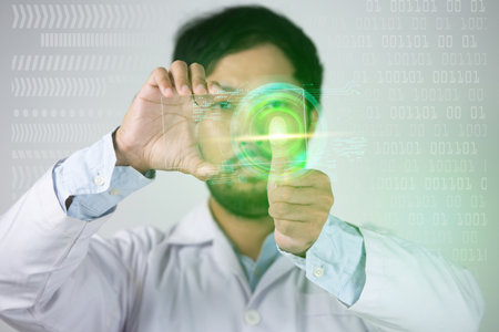 Fingerprint scan provides security access with biometrics identification. Technology protection, security data personal concepts.の写真素材