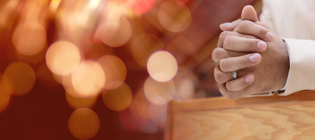 Christian life crisis prayer to god. Woman Pray for god blessing to wishing have a better life. woman hands praying to god with the bible. begging for forgiveness and believe in goodnessの写真素材