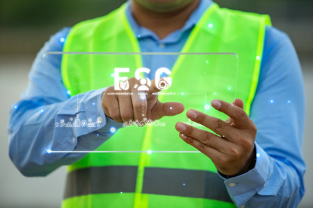 Engineer working with smart phone and digital tablet computer in construction siteの写真素材