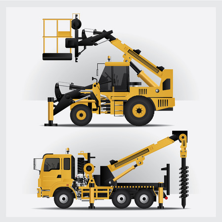 Construction Vehicles Vector Illustrationのイラスト素材