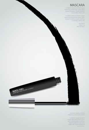 Poster Cosmetic Mascara with Packaging Vector Illustrationのイラスト素材