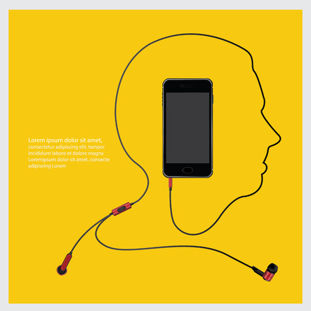 Conceptual Earphones with Telephone vector illustrationのイラスト素材