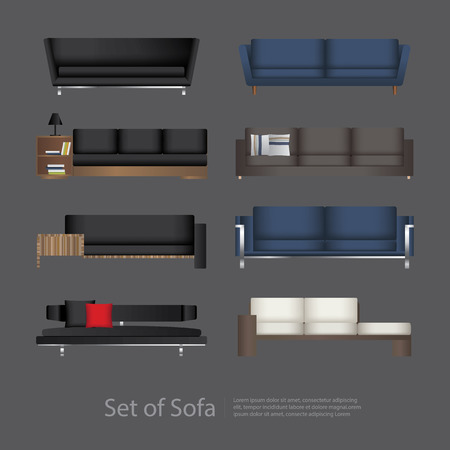 Furniture Set of Sofa Vector Illustrationのイラスト素材