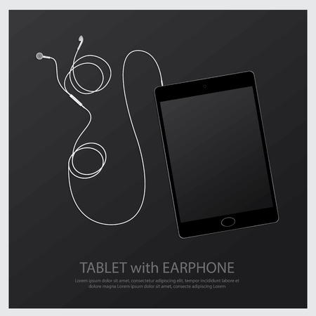 Music Earphones with Tablet vector illustrationのイラスト素材