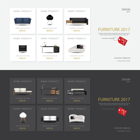 2 Banner Furniture Sale Design Template Vector Illustration.のイラスト素材