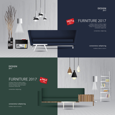 2 Banner Furniture Sale Design Template Vector Illustrationのイラスト素材