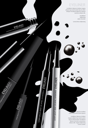 Cosmetic Eyeliner with Packaging Poster Design Vector Illustrationのイラスト素材