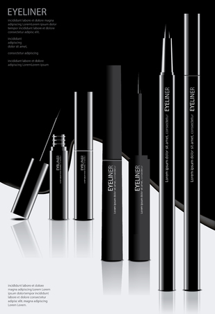 Cosmetic Eyeliner with Packaging Poster Design Vector Illustrationのイラスト素材