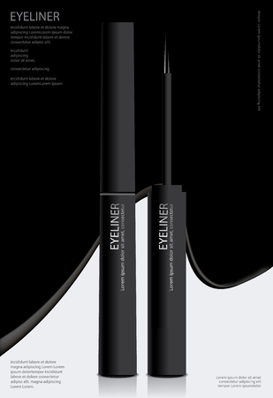 Cosmetic Eyeliner with Packaging Poster Design Vector Illustrationのイラスト素材