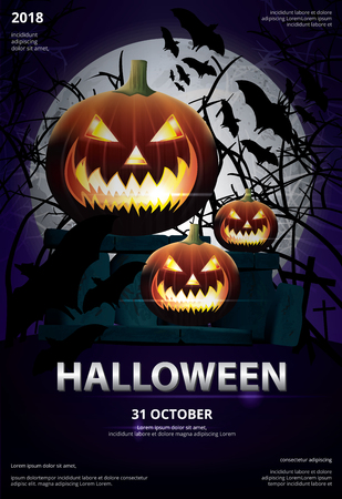 Halloween Poster Template Design Vector Illustrationのイラスト素材