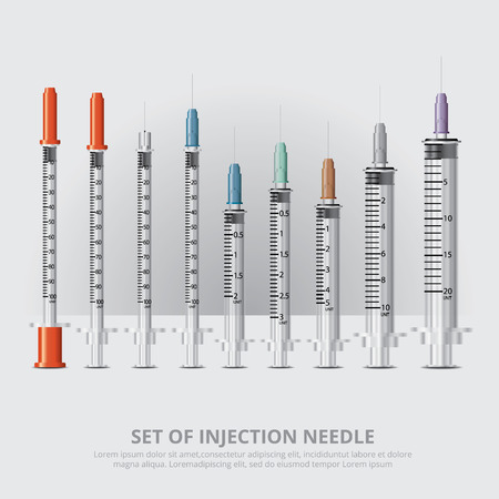Set of Injection Needle Realistic Vector Illustrationのイラスト素材