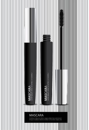 Poster Cosmetic Mascara with Packaging Vector Illustrationのイラスト素材