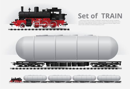 Cargo train on a rail road Vector illustrationのイラスト素材