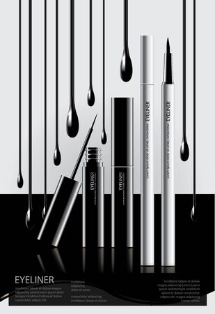 Poster Cosmetic Eyeliner with Packaging Vector Illustrationのイラスト素材