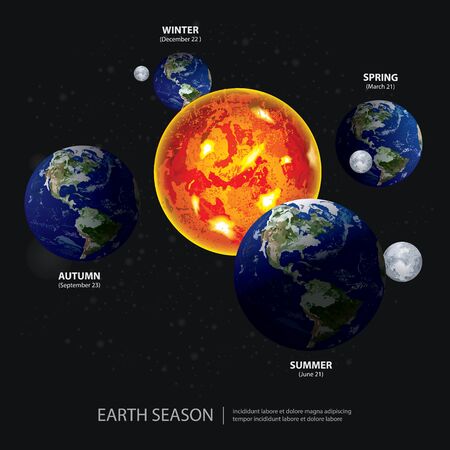 Earth Changing Season Vector Illustrationのイラスト素材