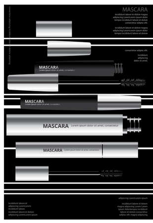 Poster Cosmetic Mascara with Packaging Vector Illustrationのイラスト素材
