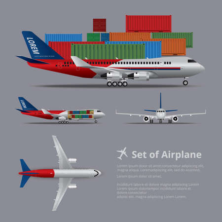 Cargo ship Airplane Isolated Vector Illustrationのイラスト素材