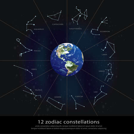 12 zodiac constellationsÂ Vector Illustrationのイラスト素材
