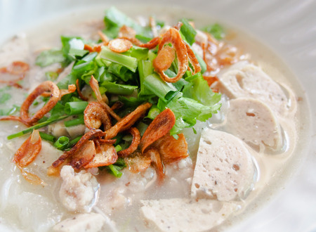 Closeup clear Vietnamese noodle bowl