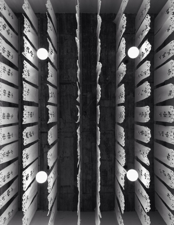 Lamps on the ceiling with paper textureの素材