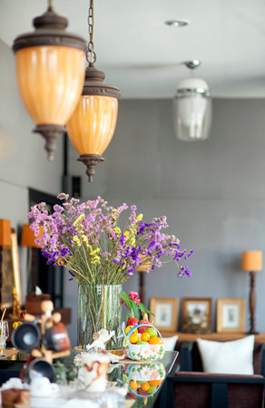 vase of flowers in living room - home decorの写真素材