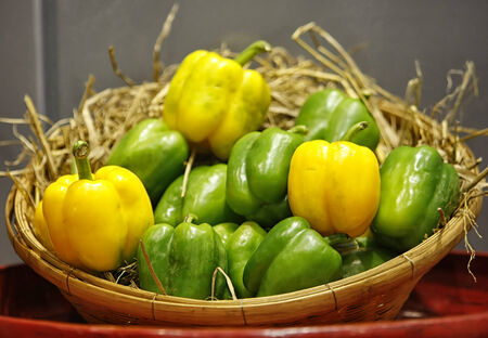 Peppers rot, yellow ,greenの写真素材