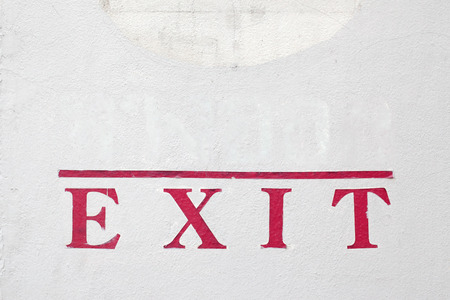 Exit sticker on a doorの写真素材