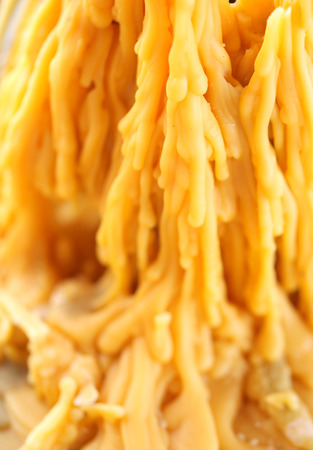 texture of yellow candle wax stainsの写真素材