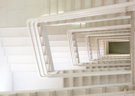 Top view of a spiral staircaseの写真素材