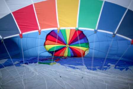 inside of a hot air balloon at the beginning of inflatingの写真素材
